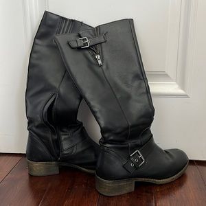 Black mid calf boots